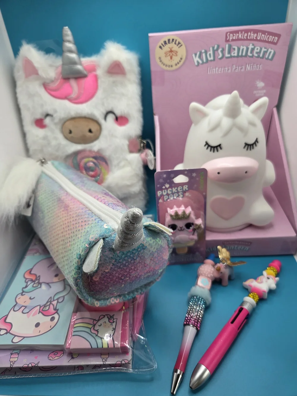 Kid's Unicorn Lantern & Accessories Set - White/Pink
